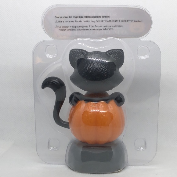 🐈‍⬛ 🎃Solar Cat with Pumpkin Halloween 🐈‍⬛🎃 NWT Halloween Decor 🐈‍⬛🎃 4” - Picture 3 of 3